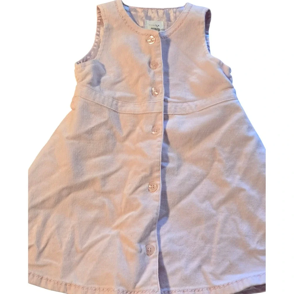 Y2k Baby Gap Corduroy Jumper Dress - Pink Button Front Sleeveless Infant 18-24mo